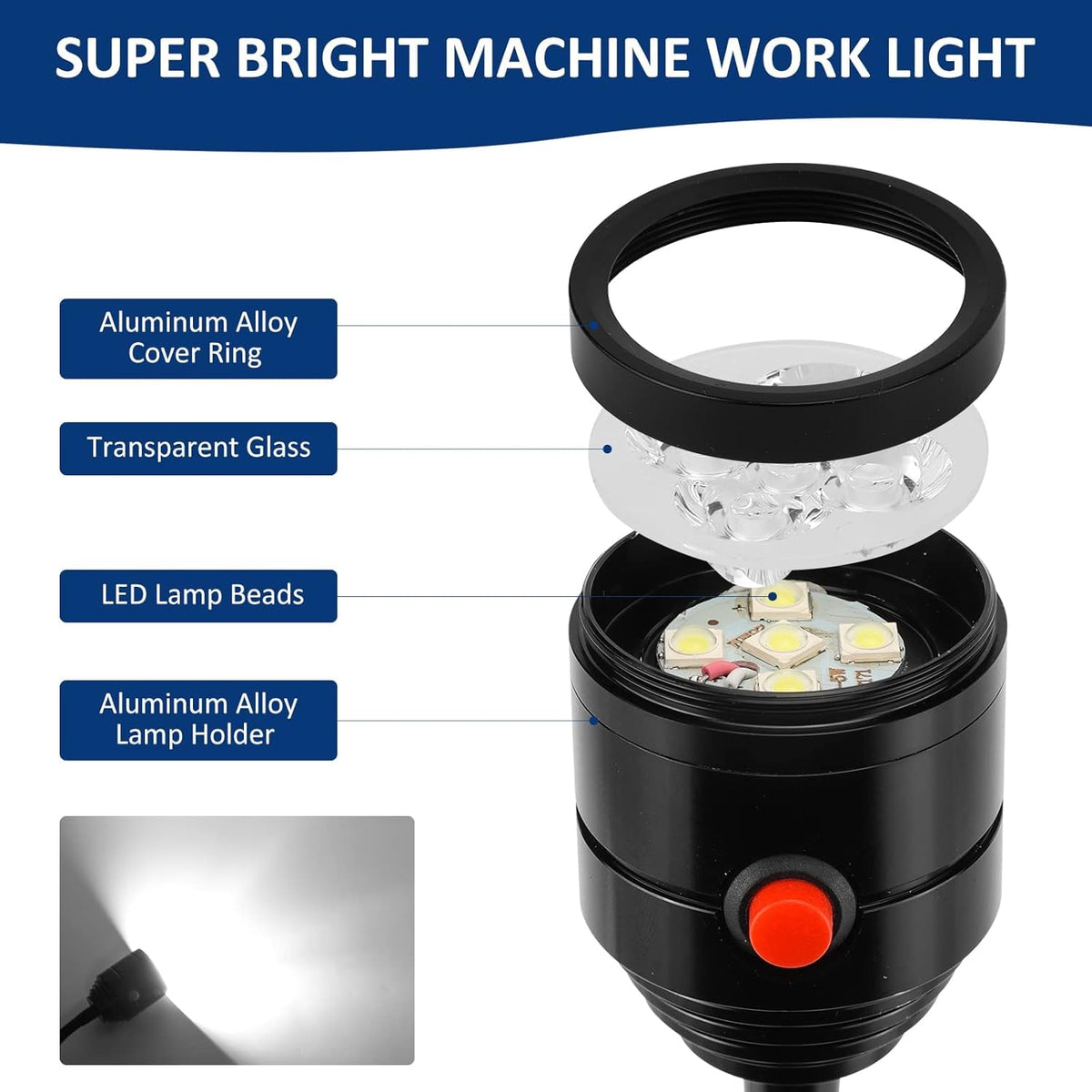 Deeffe magnetic base clip-on lamp securely grips steel surfaces