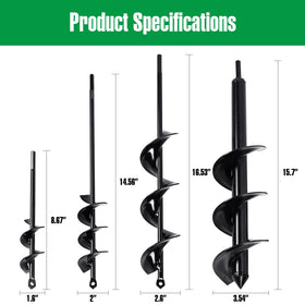 DEEGETEL auger drill bit 2-in-x-14-56-in ideal for mid depth planting projects