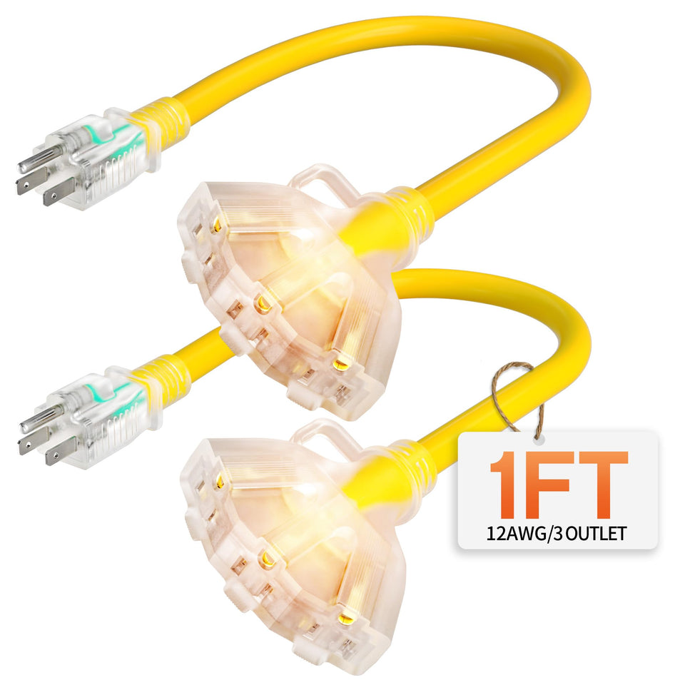 Deeklify 1ft extension cord showing compact length for space-saving setup