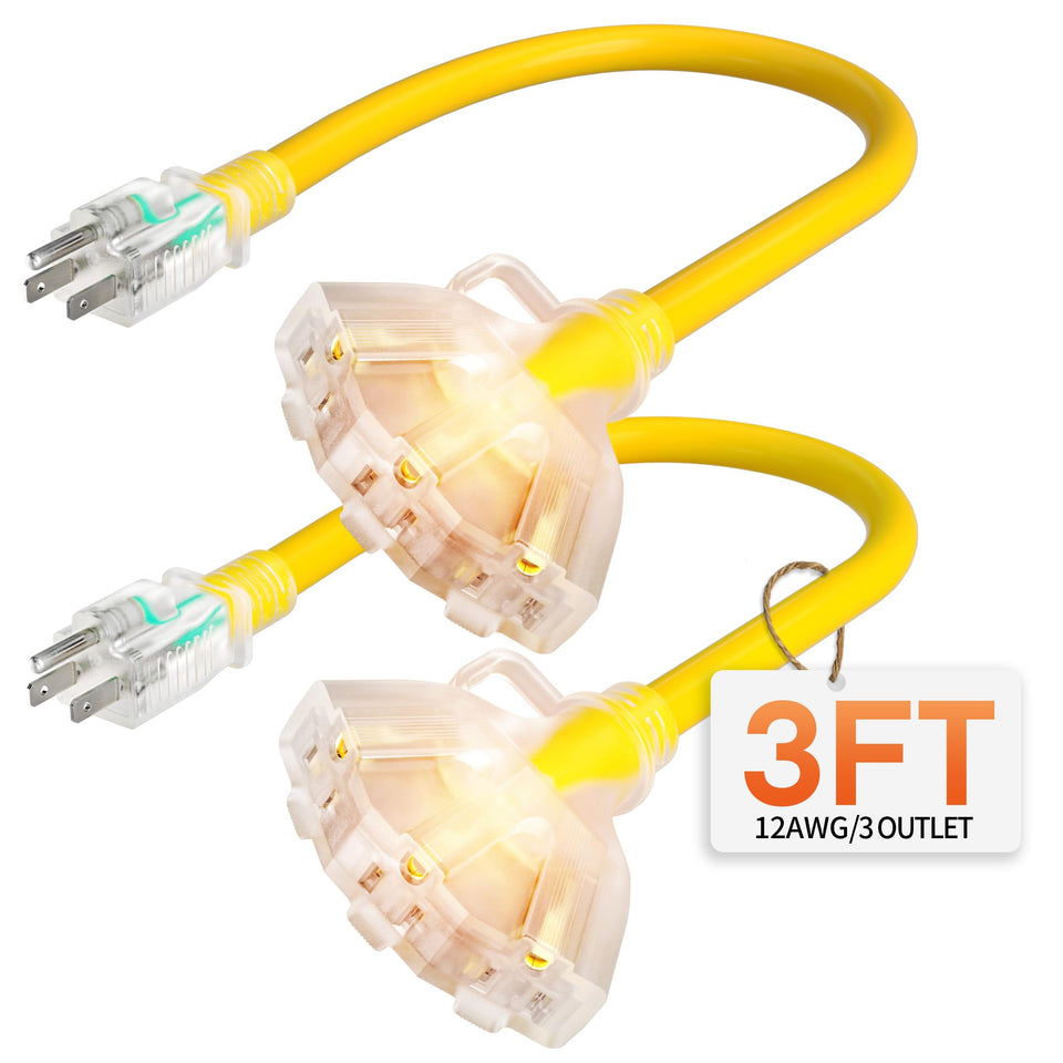 Deeklify 3ft 12-gauge extension cord with indicator in action for stable power