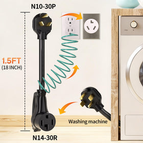 Deeklify 4-to-3 prong adapter with a compact 1.5-foot footprint.