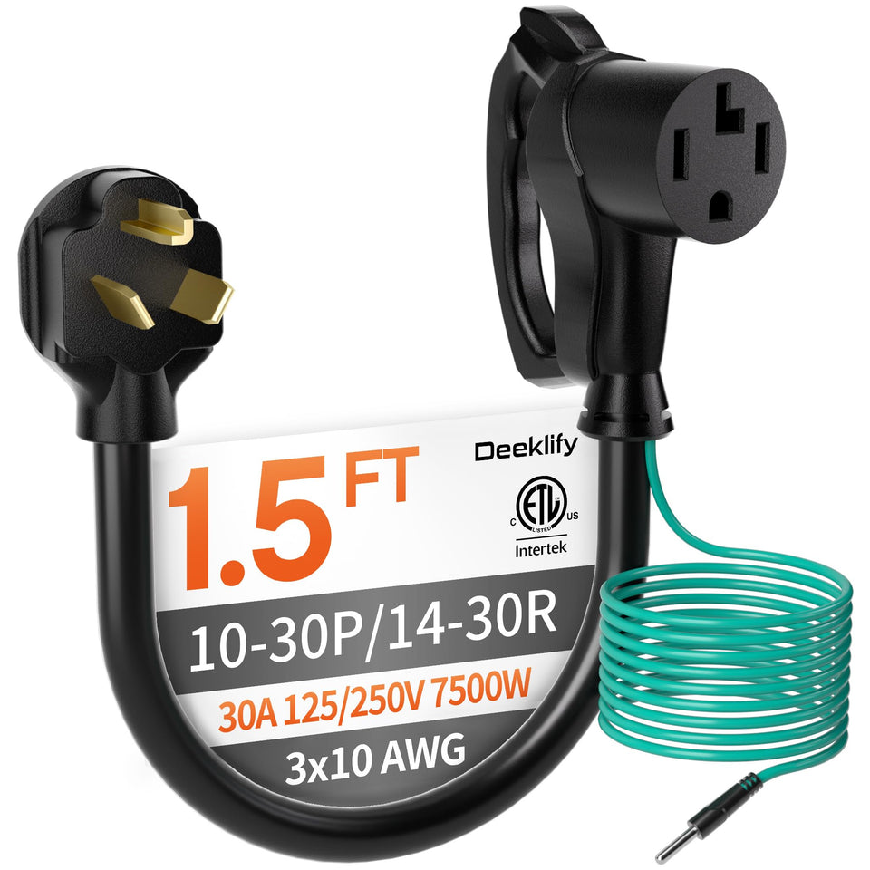 Deeklify dryer adapter with green ground wire for safer connection to older outlets.