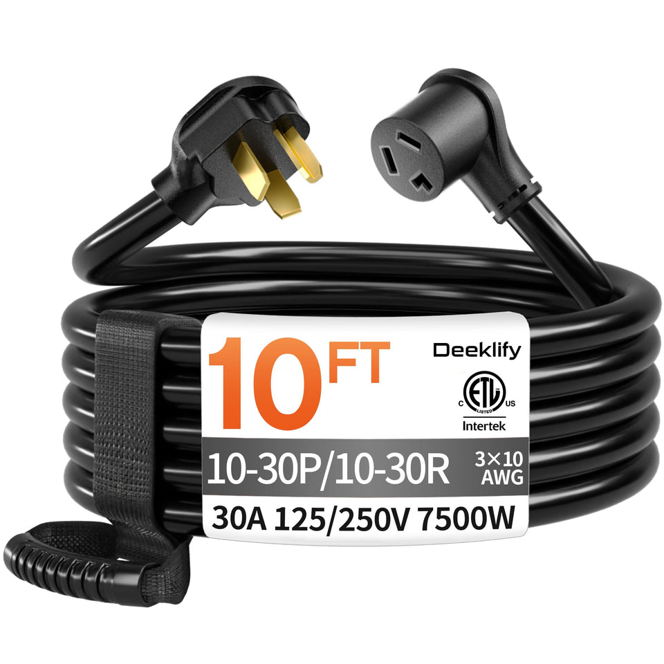 Deeklify dryer extension cord 10ft outdoors, extended reach for flexible laundry room placement.