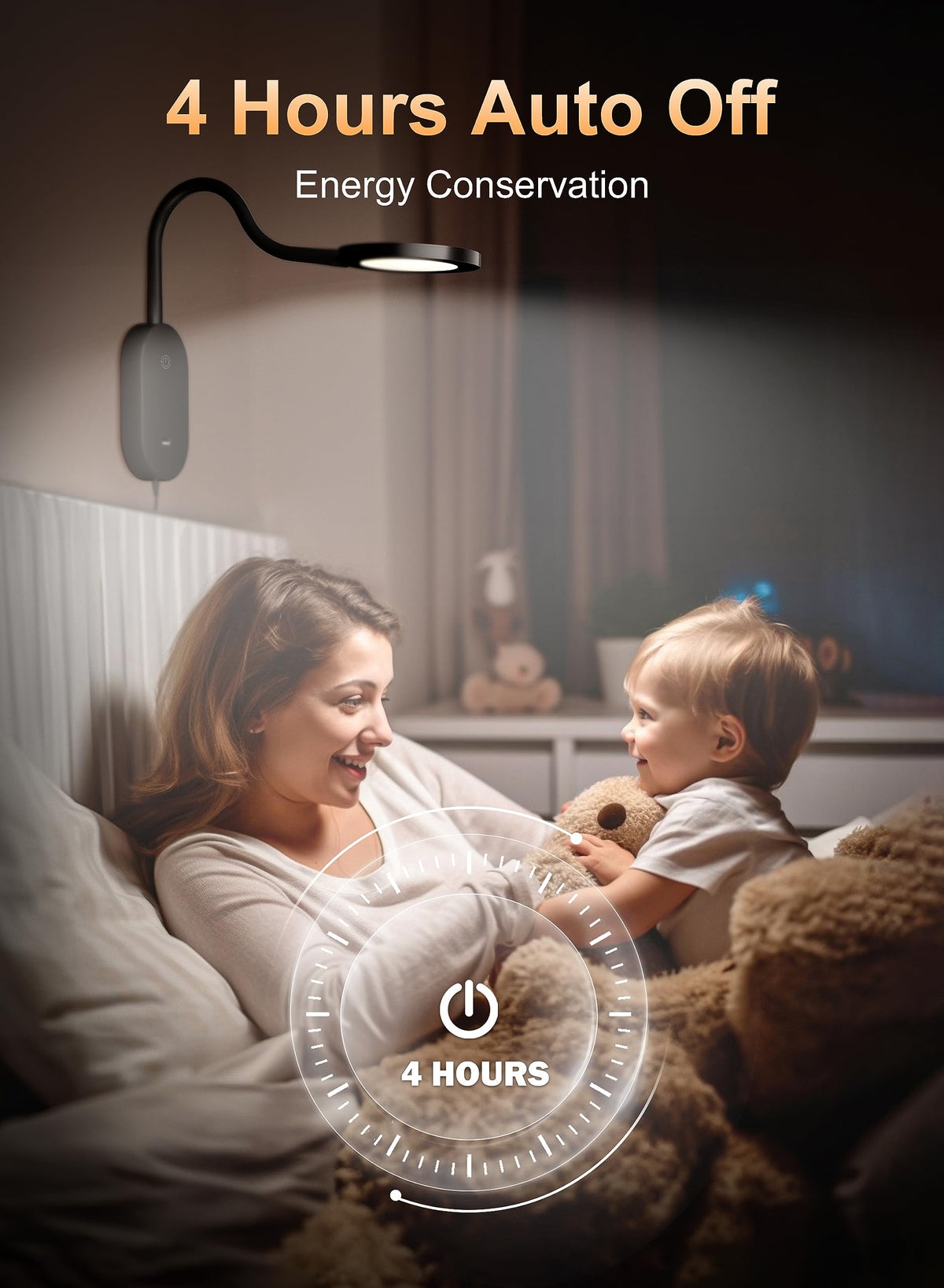 Deeloop bedside lamp includes a USB charging port for devices.