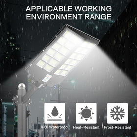Deepn 8000W solar street light angle shot showing broad coverage.