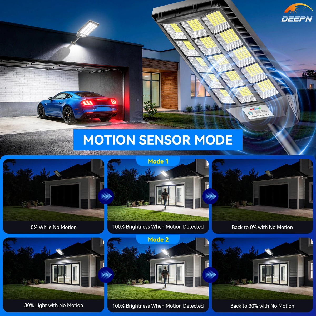 Deepn IP67 waterproof design withstands rain and snow for year-round outdoor use.