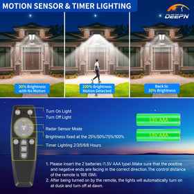 Deepn solar lights outdoor dusk to dawn 6500K glow for night visibility