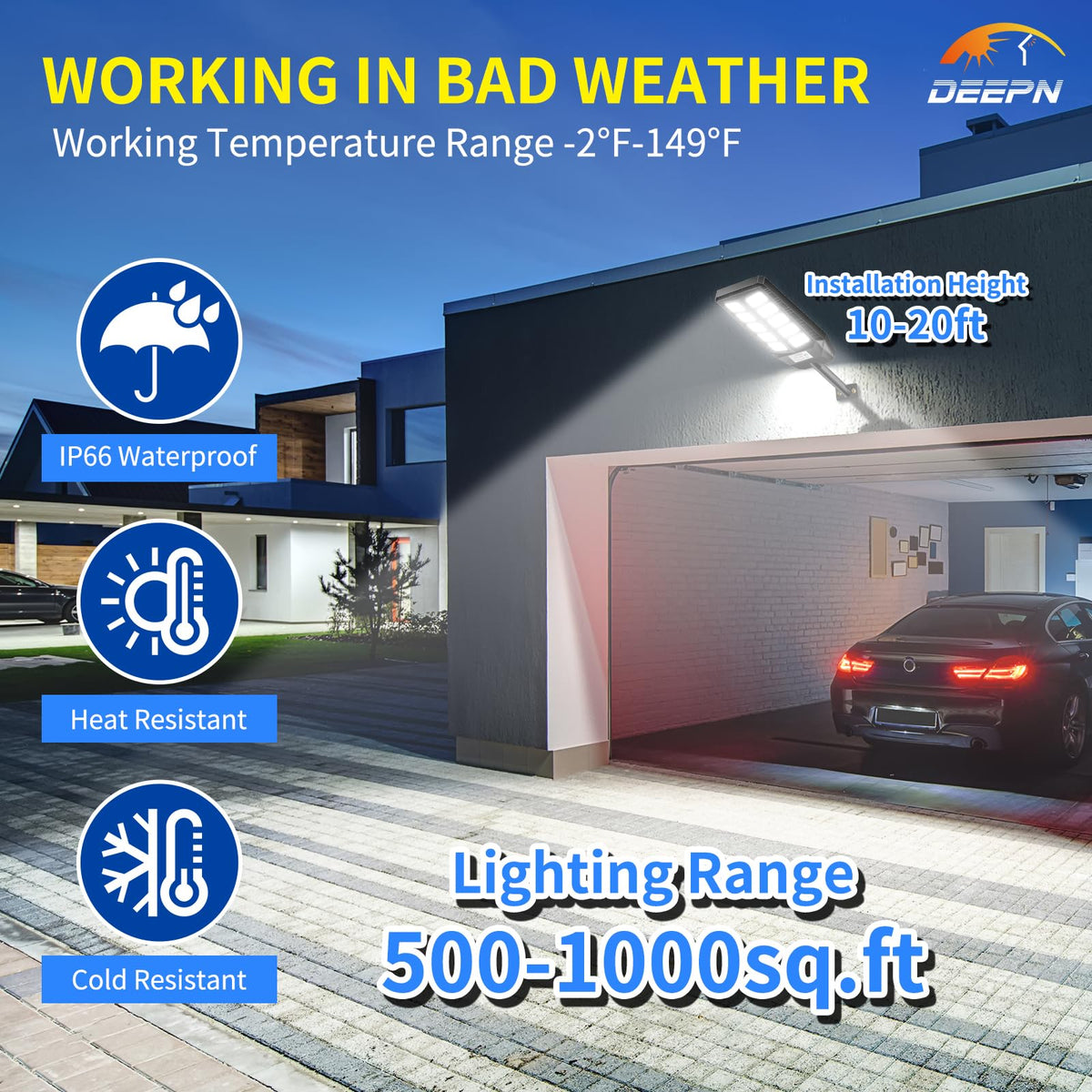 Deepn Solar Lights Outdoor with motion detection activates lighting on approach.