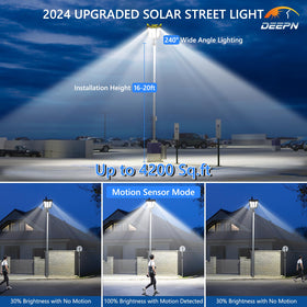 Deepn solar street light on pole shows easy wireless installation.