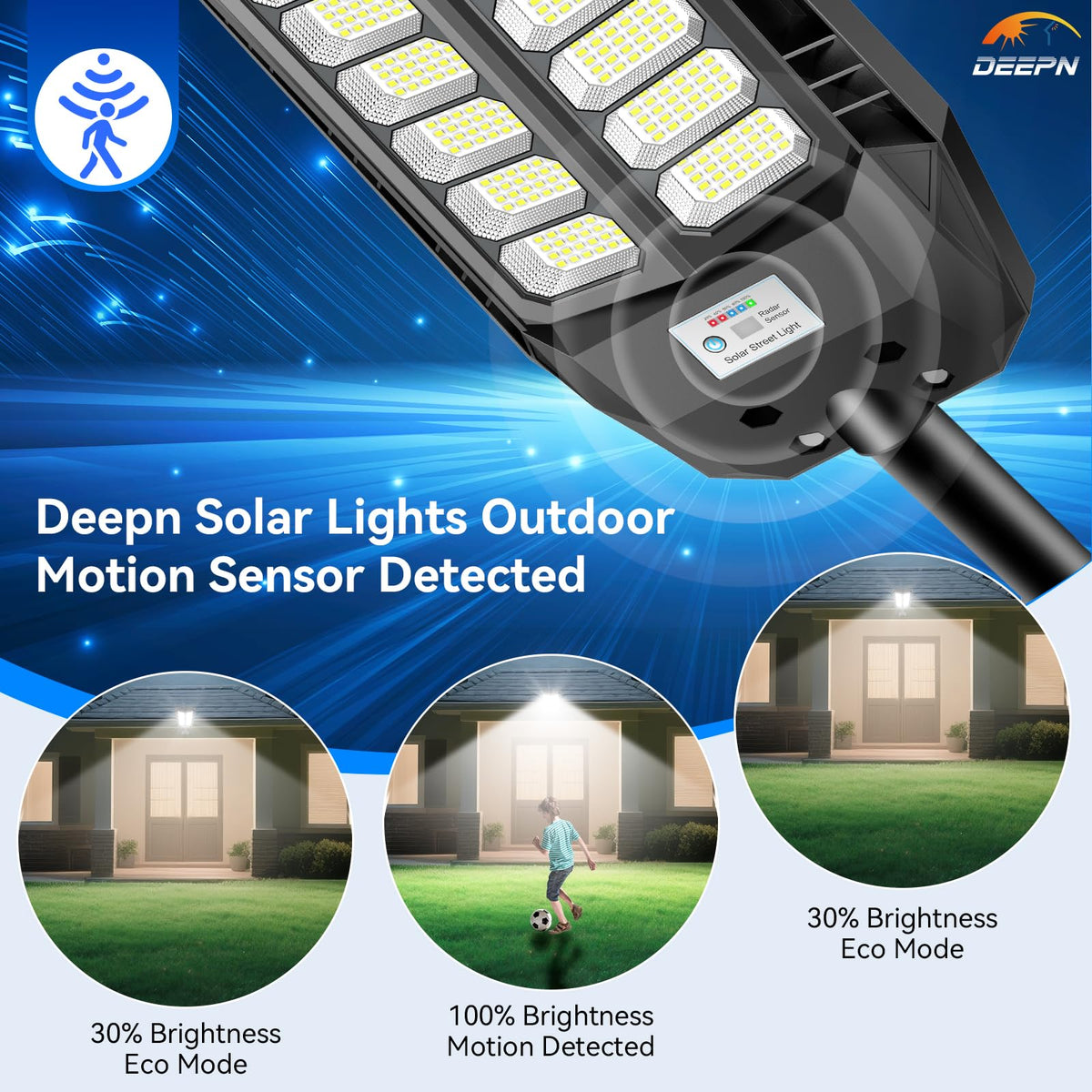 Deepn Solar Street Light remote control enables easy scheduling and timing.