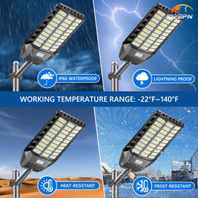 Deepn solar street light IP67 weatherproof design withstands harsh outdoor conditions.