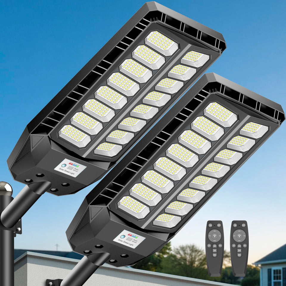 Deepn Solar Street Light wide-angle 3600sqft illumination for large driveways.