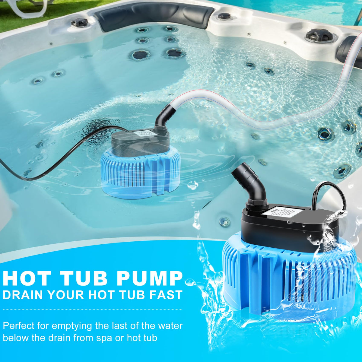 DeeprBetter pool cover pump hose attachment demonstrates easy drainage connections.