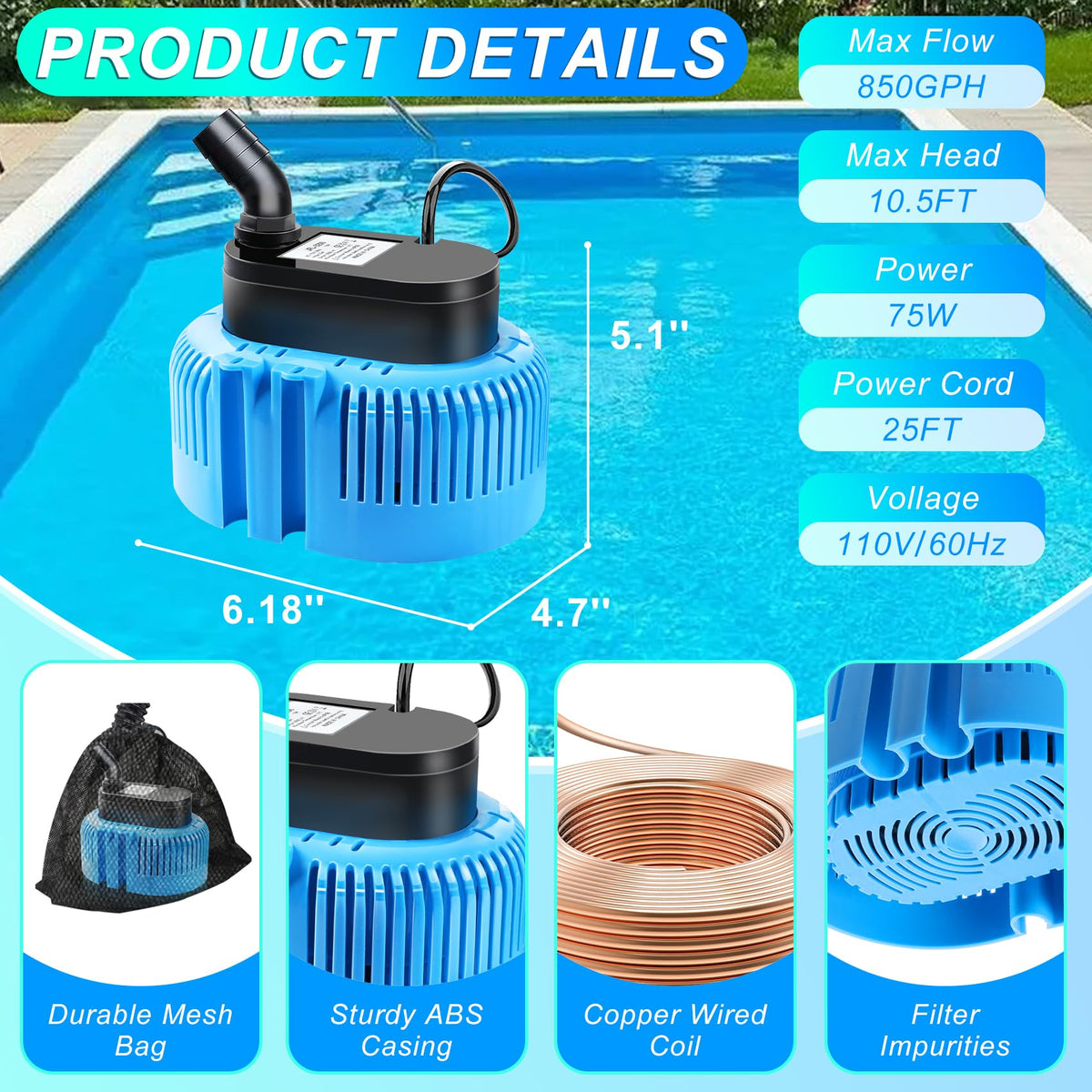 DeeprBetter mesh filter bag prevents debris from reaching the motor.