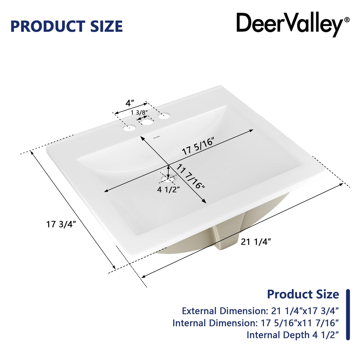 DeerValley ceramic drop-in sink with overflow demonstrates easy installation and reliable drainage.