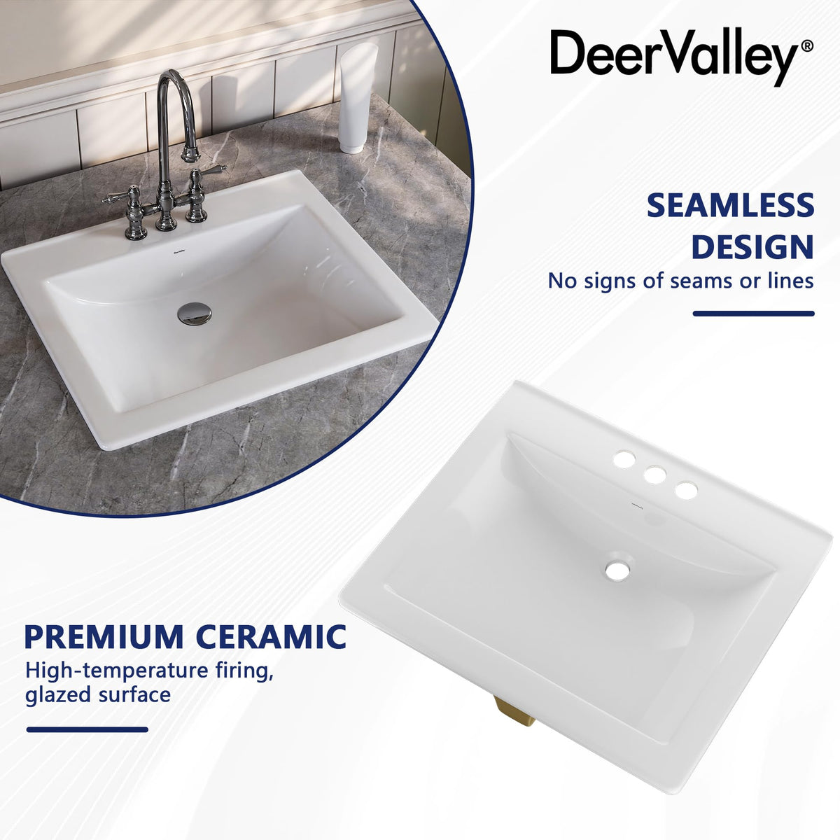 DeerValley simple installation with pre-drilled holes supports a straightforward drop-in mount.