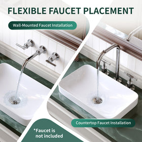 DeerValley white rectangular sink with 2.48 inch counter exposure detail