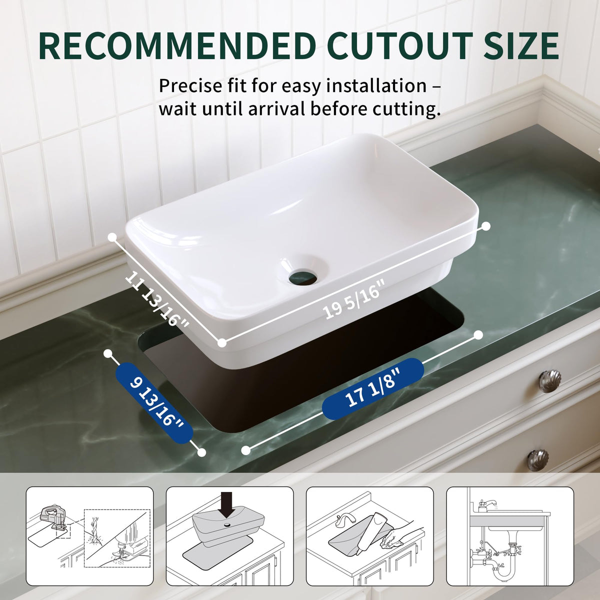 DeerValley vessel sink side view reveals clean edge profiles and durability