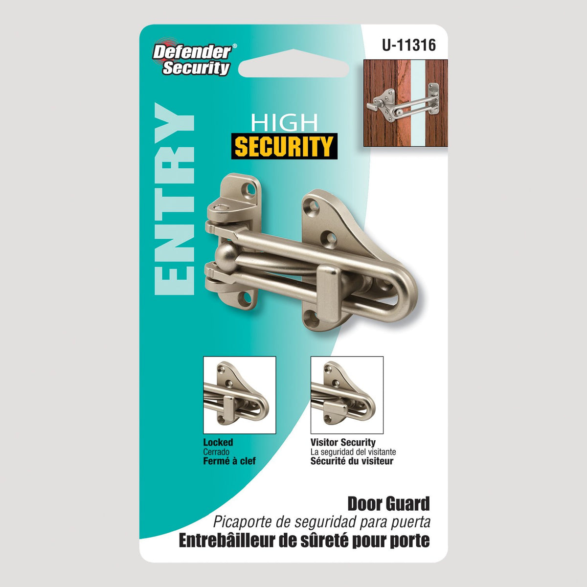 Defender Security U 11316 thumb turn lock prevents latch release tools.
