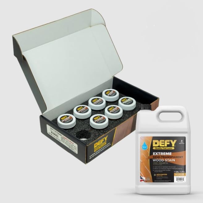 DEFY Extreme 1oz color sample deck swatch highlighting semi-transparent finish and grain clarity.