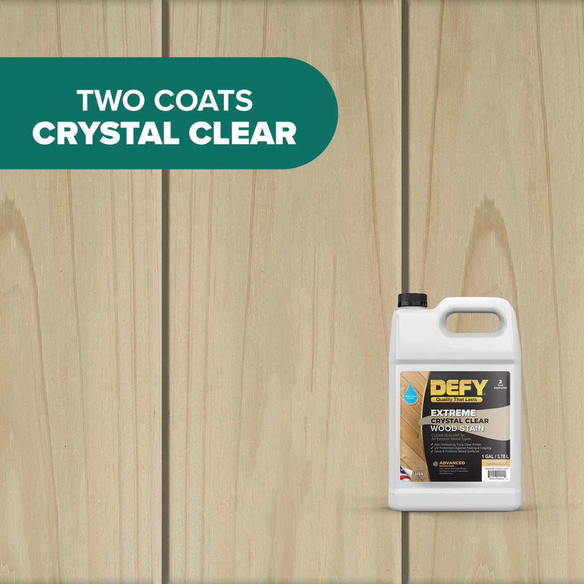 DEFY Extreme Crystal Clear fence seal protects wooden fences from weather and sun.