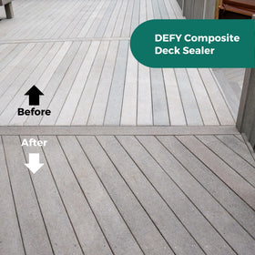 DEFY Extreme deck sealer spray application demonstrates quick even coverage for outdoor surfaces