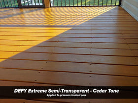 DEFY Extreme cedar-tone sealer on pergola delivers water repellency and easy upkeep.