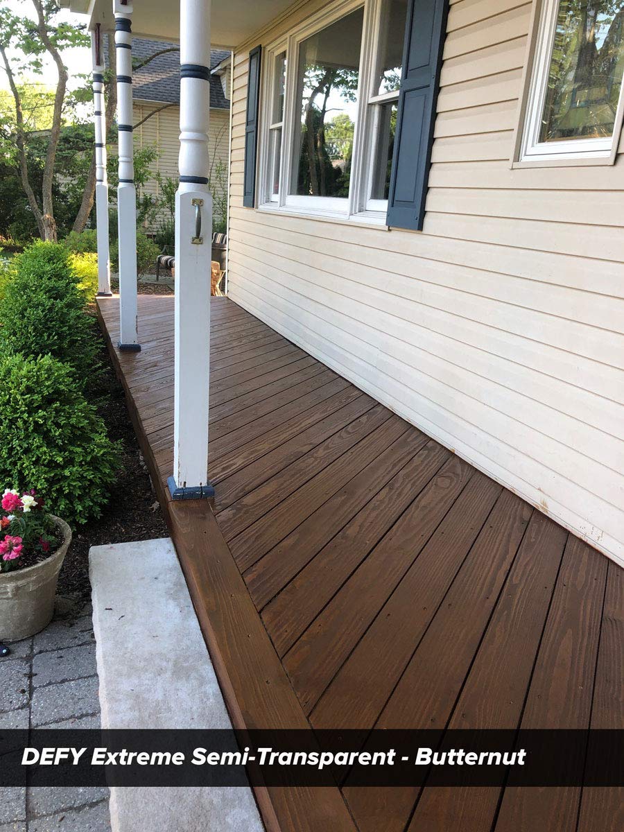 DEFY Extreme Butternut treated planks resist weathering.