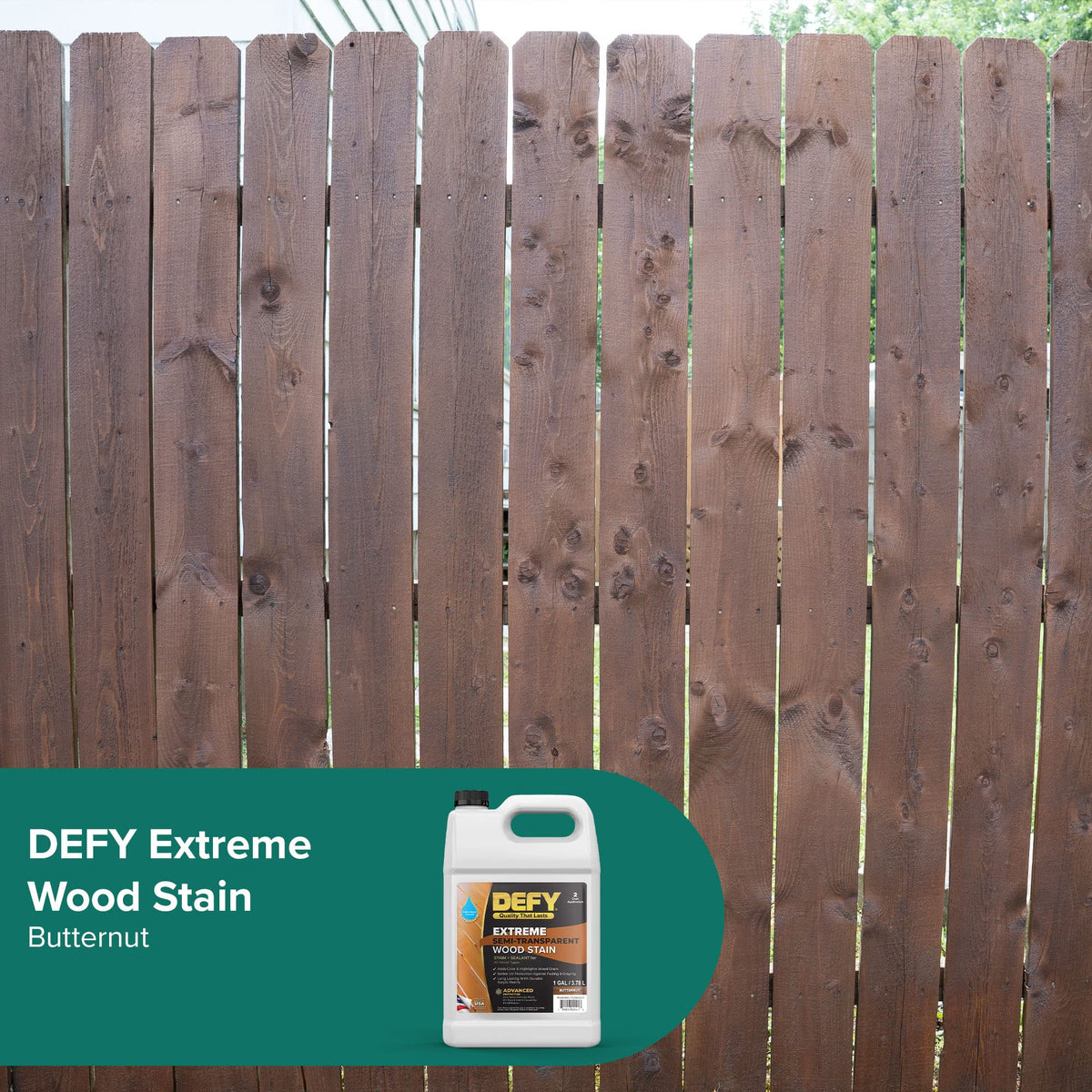DEFY Extreme Butternut spray-applied coating seals outdoor wood.