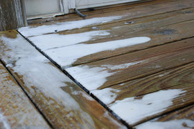 DEFY Wood Cleaner removing mill scale from new wood for even staining