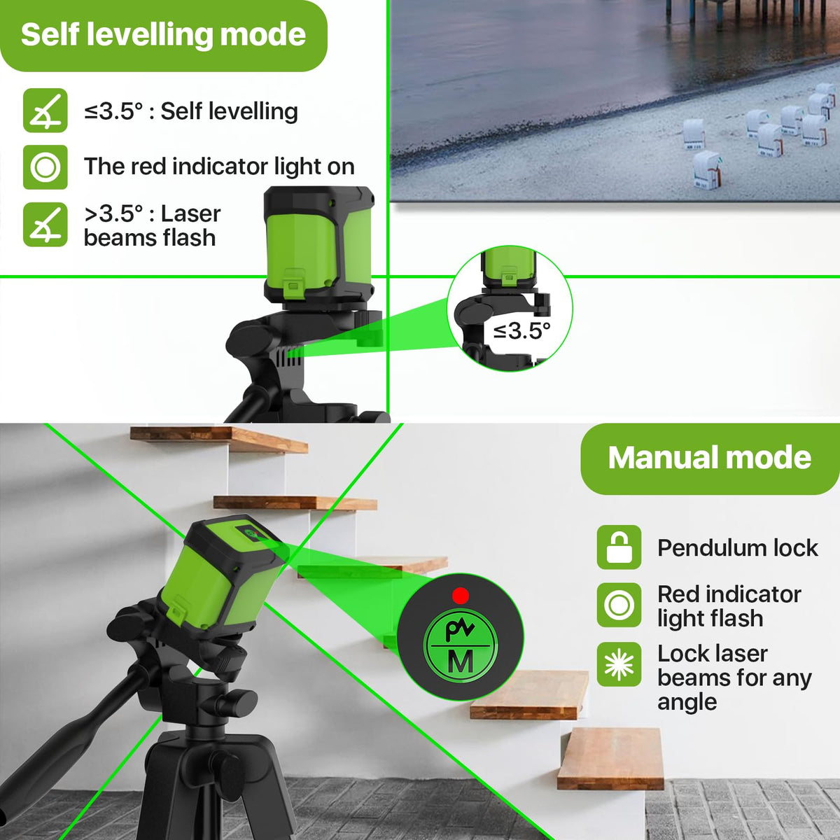 DegLasers three brightness levels improve visibility in any environment.