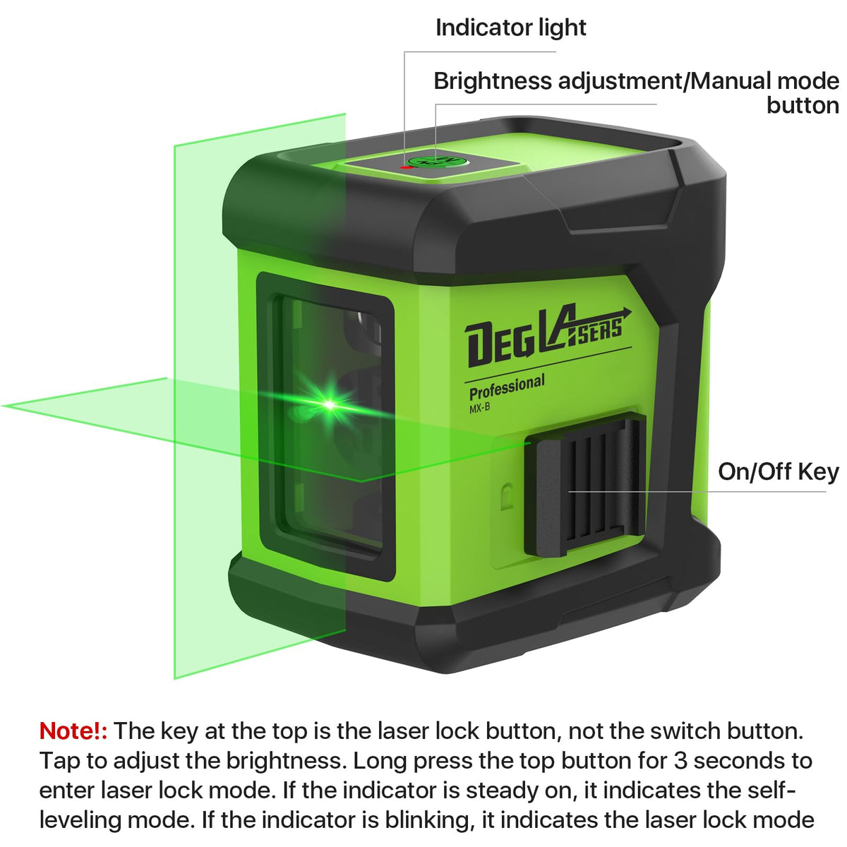 DegLasers manual mode enables angled projections for custom layouts.