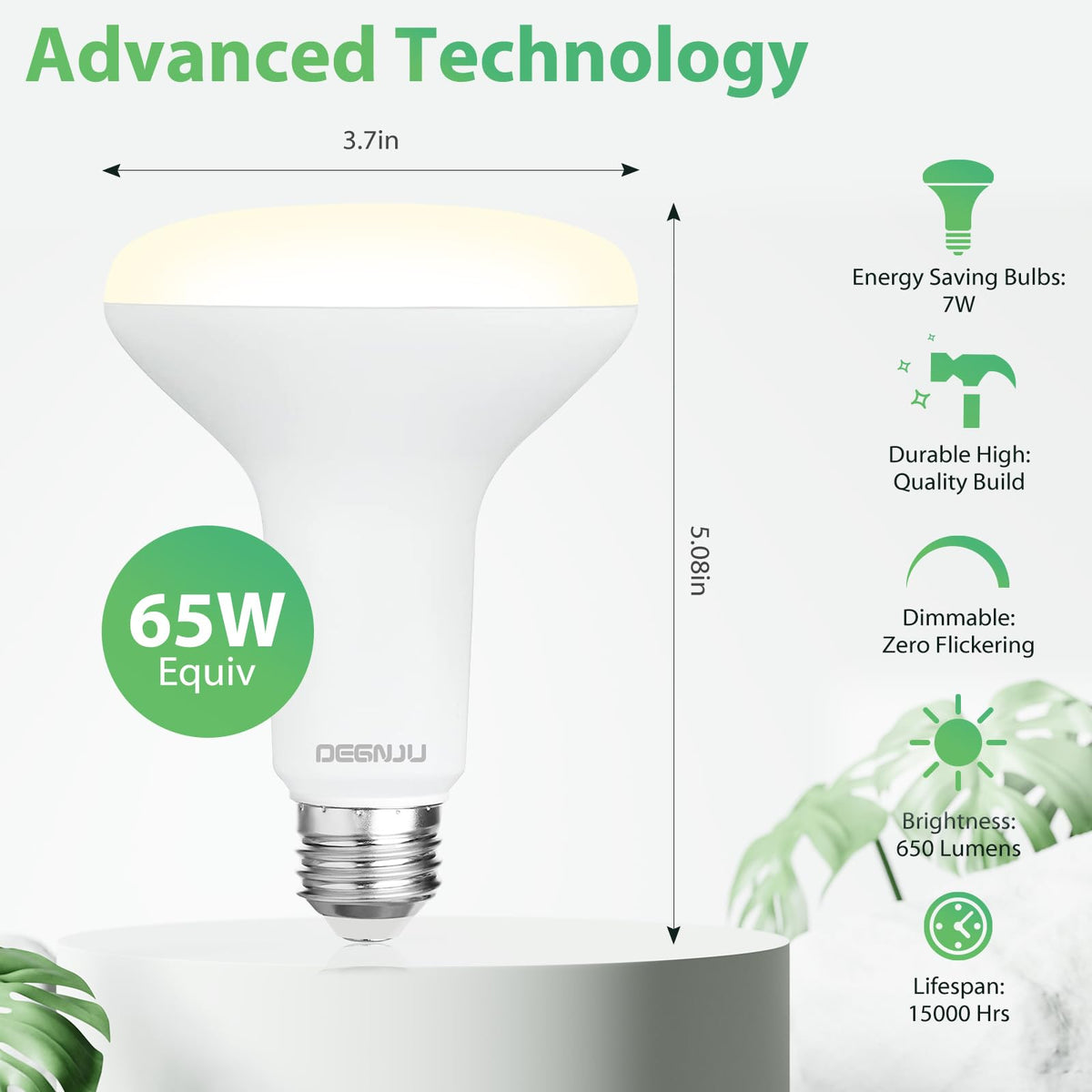 DEGNJU BR30 LED with up to 15,000 hours lifespan.