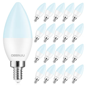 DEGNJU 20-pack chandelier bulbs overview showing energy efficiency for home use