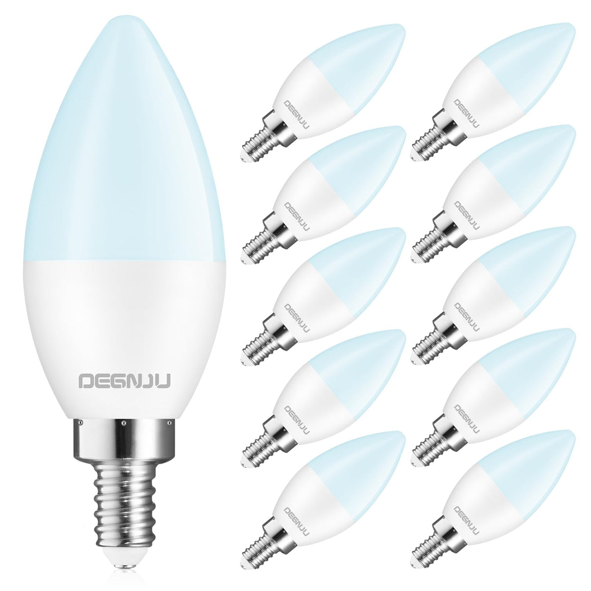 DEGNJU B11 candle bulb daylight 5000K for bright, energy-efficient lighting.