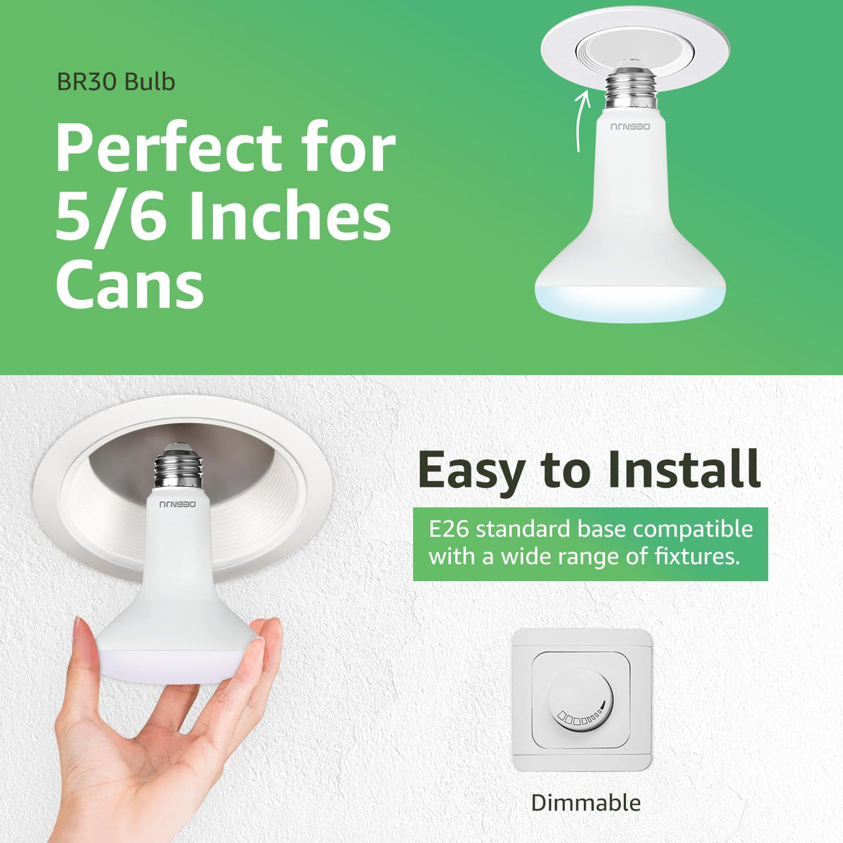 DEGNJU BR30 LED bulb ideal for bedrooms, living rooms, and offices.