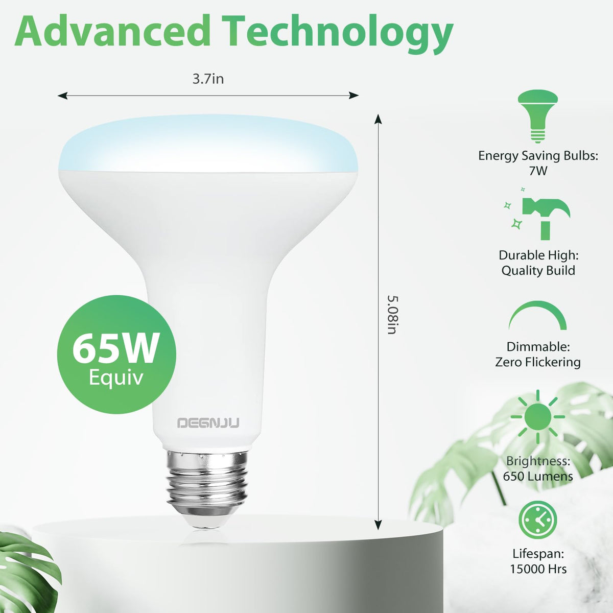 DEGNJU BR30 uses E26 base compatible with fixtures.