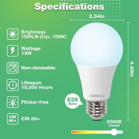 DEGNJU LED bulb 1500 lumens daylight enhances workspace brightness