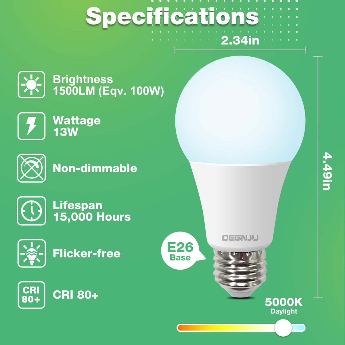 DEGNJU LED bulb in bedroom delivers daylight brightness for focused mornings.