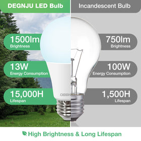 DEGNJU LED bulb in living room provides crisp daylight for reading.