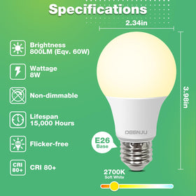 DEGNJU A19 with E26 base enables quick, easy installation.