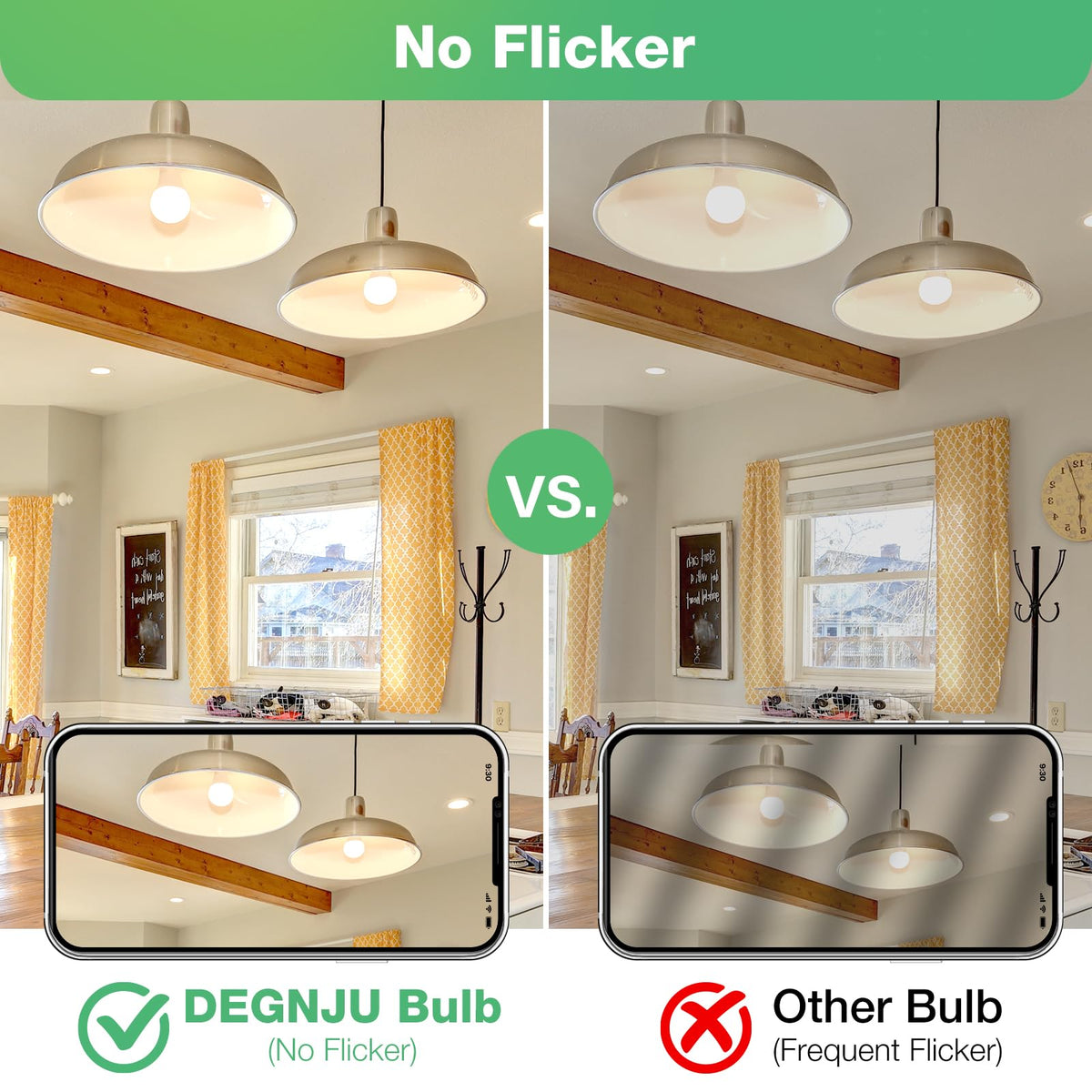 DEGNJU no flicker bulbs reduce eye strain in long sessions.