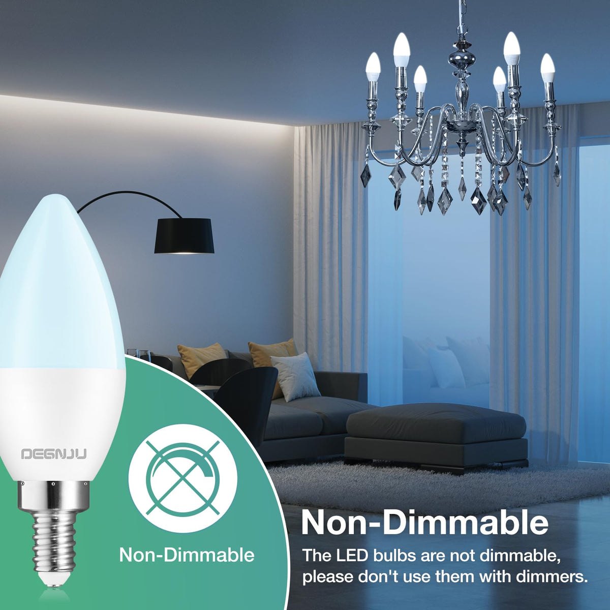 DEGNJU slim B11 candle shape fits chandeliers and lamps