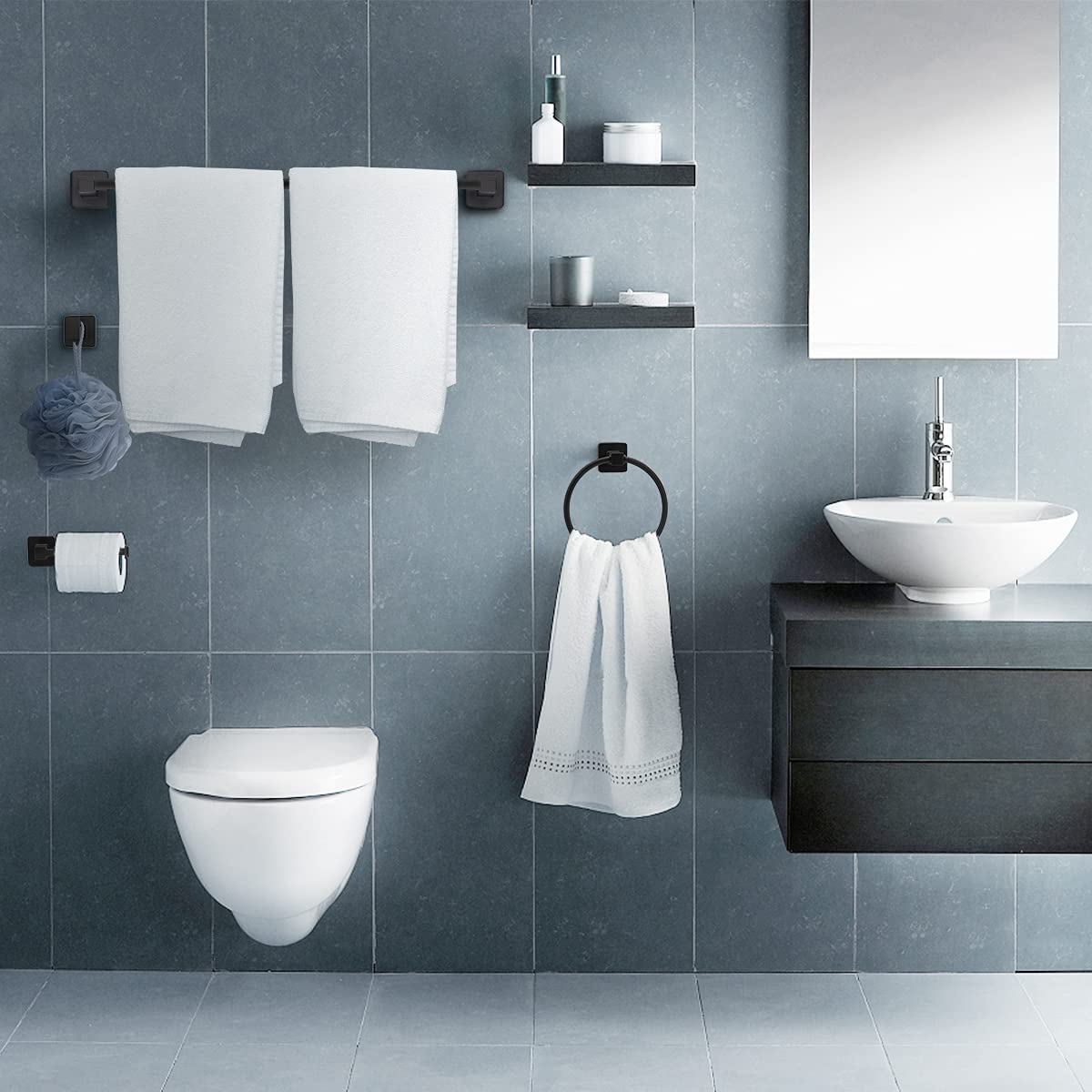 DEGULAS modern bathroom scene showing cohesive set and storage
