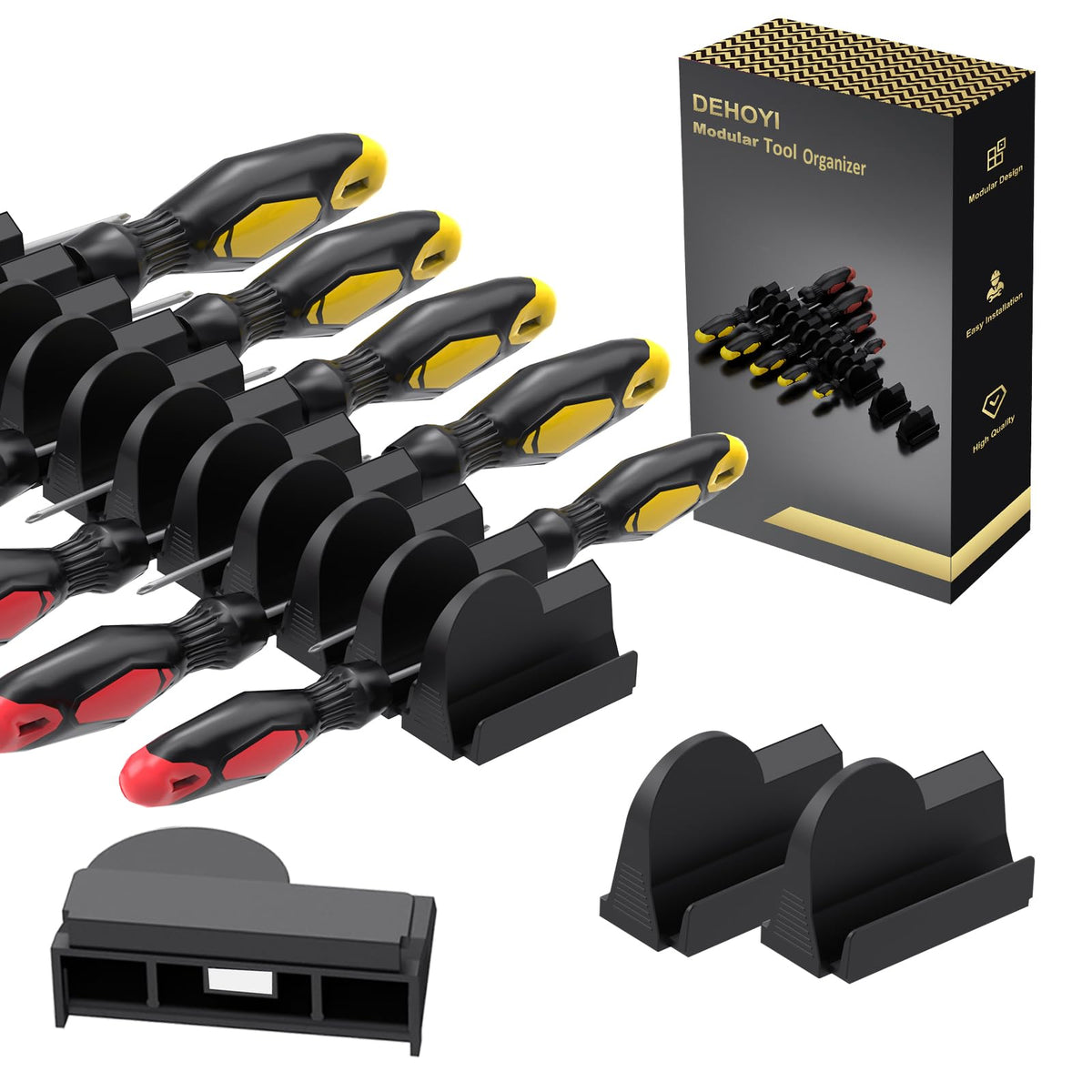 DEHOYI 48pcs magnetic modular screwdriver organizer base keeps tools secure and accessible
