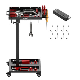 DEHOYI adjustable height tool cart with wheels supports ergonomic standing or seated work.