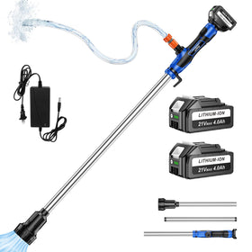 DEJUNPIOOL cordless-stick pump with battery pack enables portable water transfer anywhere