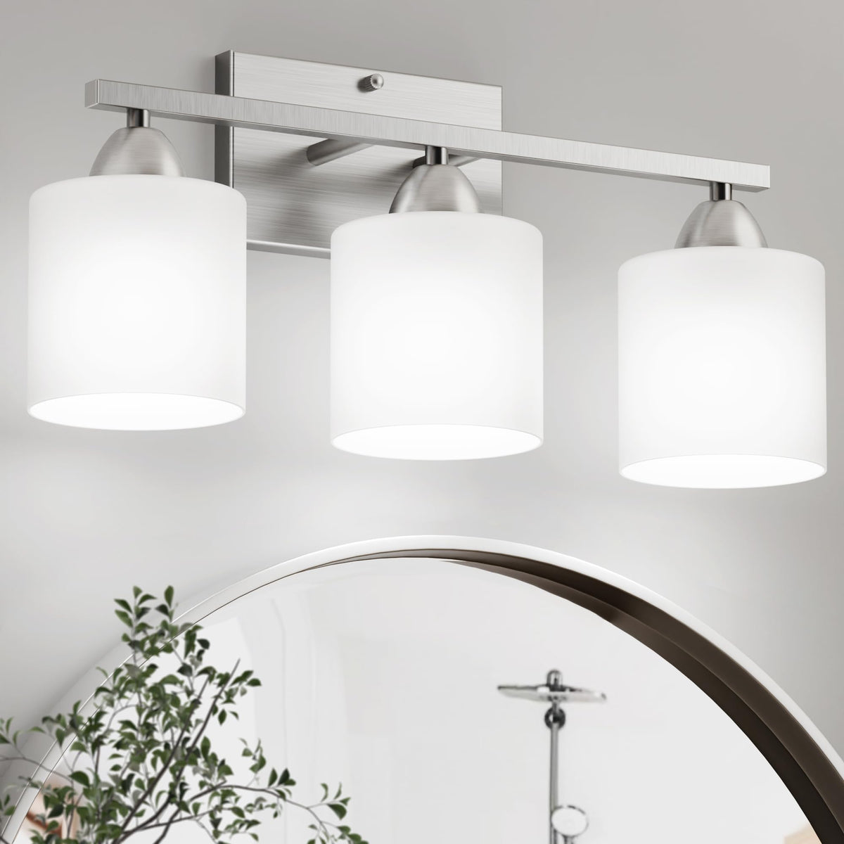Dekang over-mirror light in brushed nickel finish for moisture-prone bathrooms