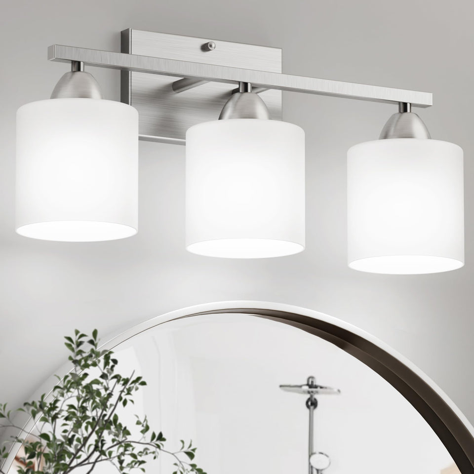 Dekang over-mirror light in brushed nickel finish for moisture-prone bathrooms
