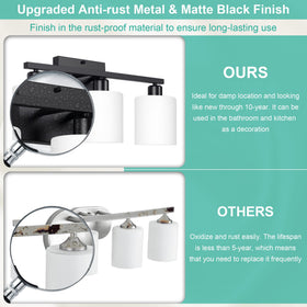 Dekang matte black vanity light on wall, stylish and rustproof